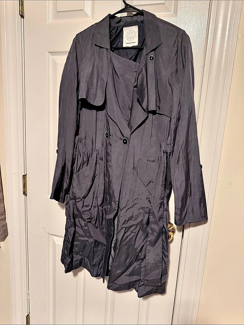 Creenstone Lightweight Trench Coat in Black Size 34 Like New